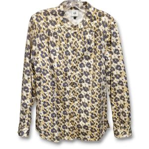 $139 CAbi Providence Shirt Jacket Safari Leopard Animal Print Yellow Oversized M